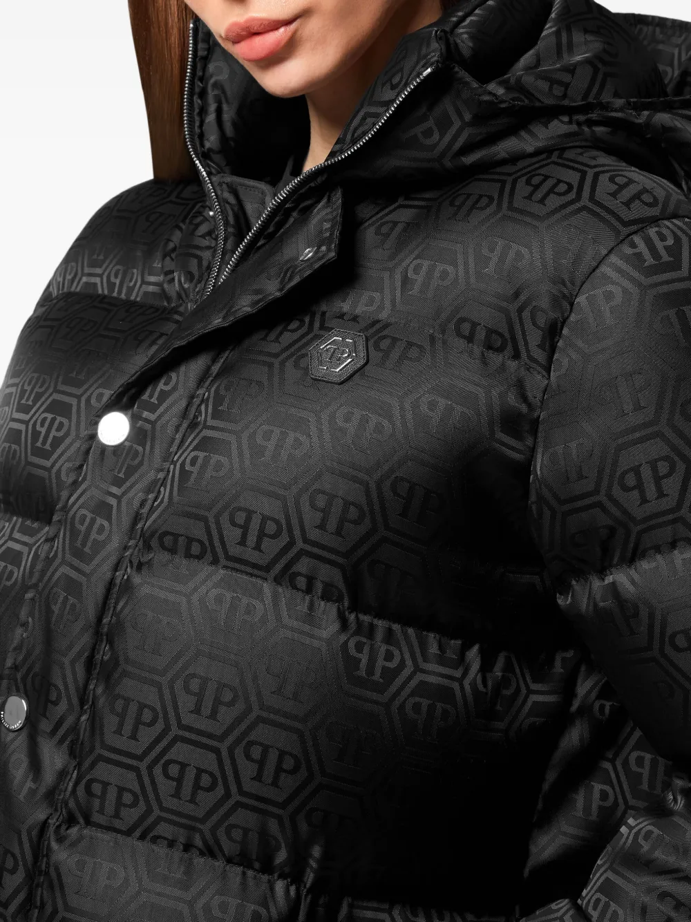 Philipp Plein Monogram Coat In Black