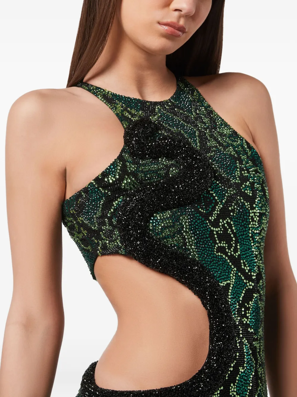 Philipp Plein Mini-jurk met slangenleerprint Groen