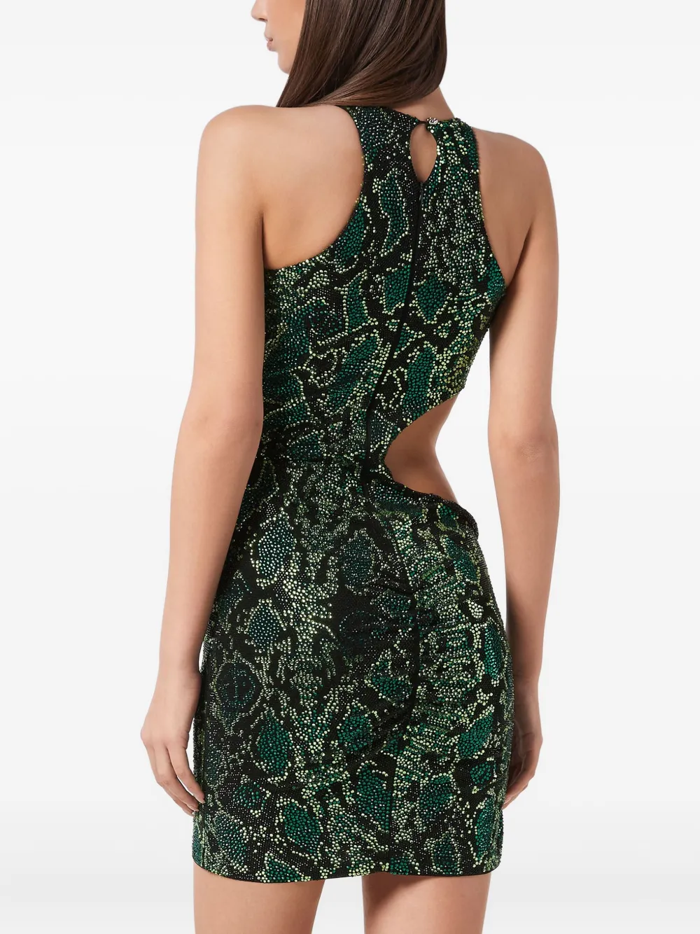 Philipp Plein Mini-jurk met slangenleerprint Groen