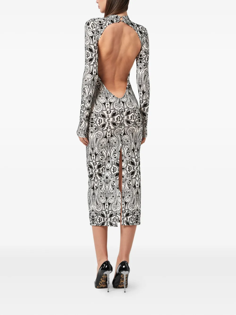 Philipp Plein Gothic Plein midi-jurk Zwart