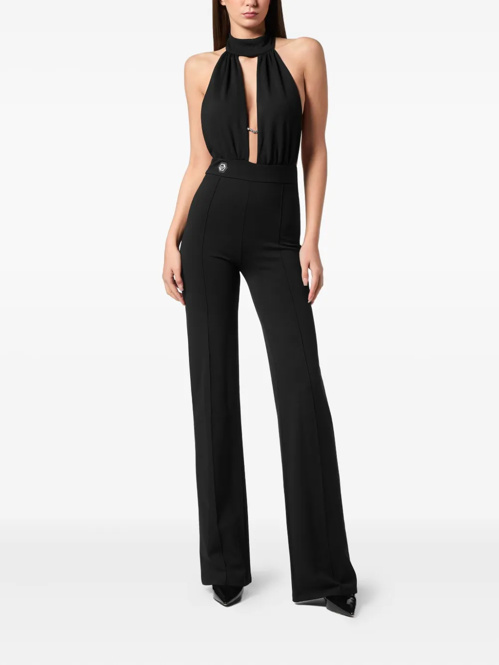 Philipp Plein Fatale jumpsuit met halternek - Zwart