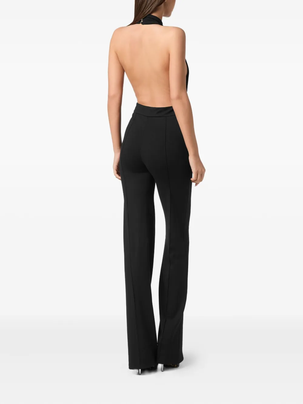 Philipp Plein Fatale Neckholder-jumpsuit In Black