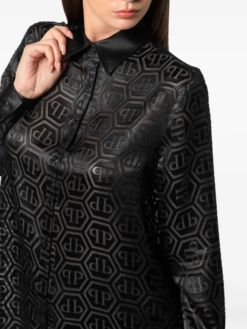 Philipp Plein Monogram-pattern Shirt In Black