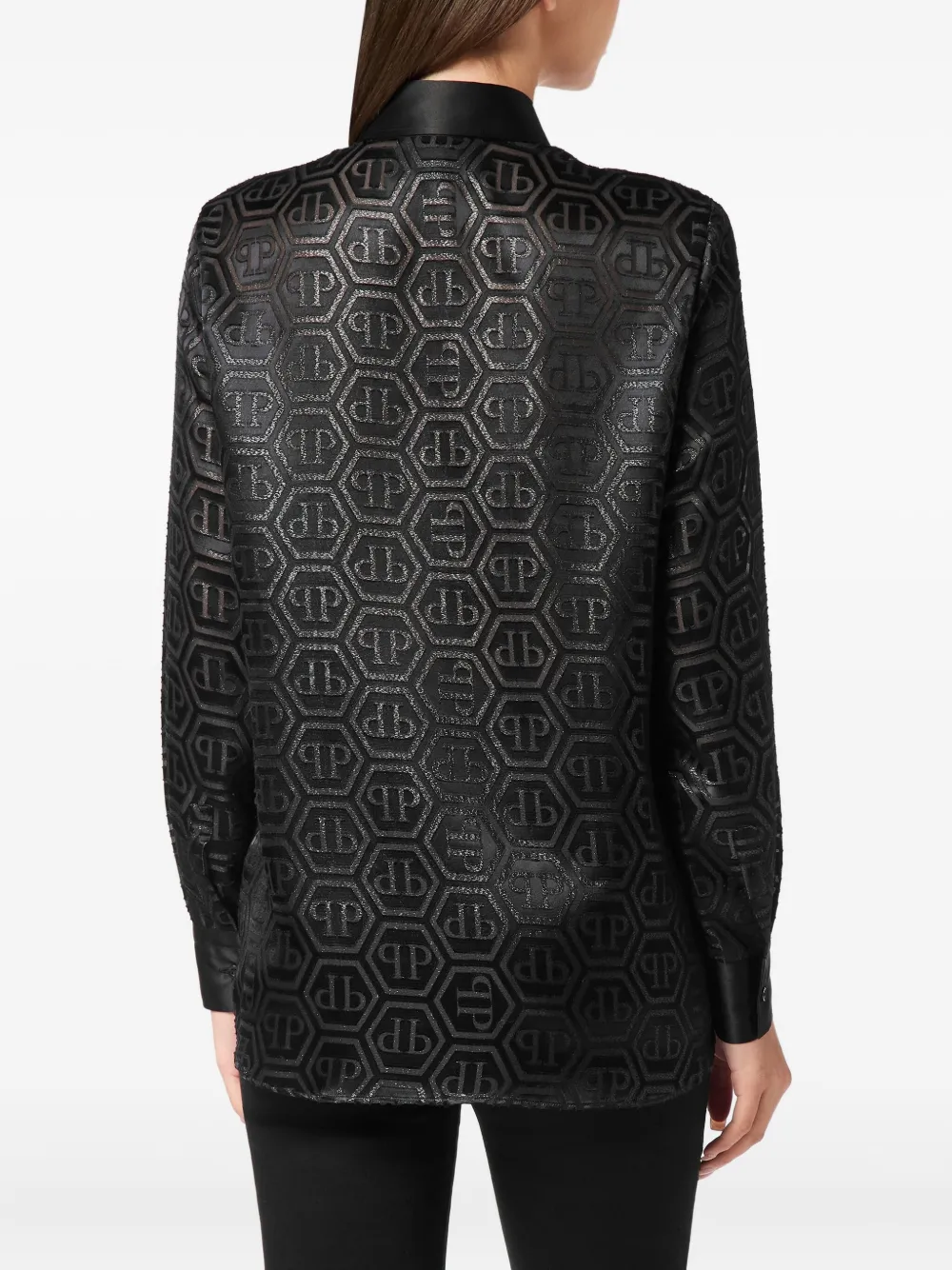 Philipp Plein Monogram-pattern Shirt In Black