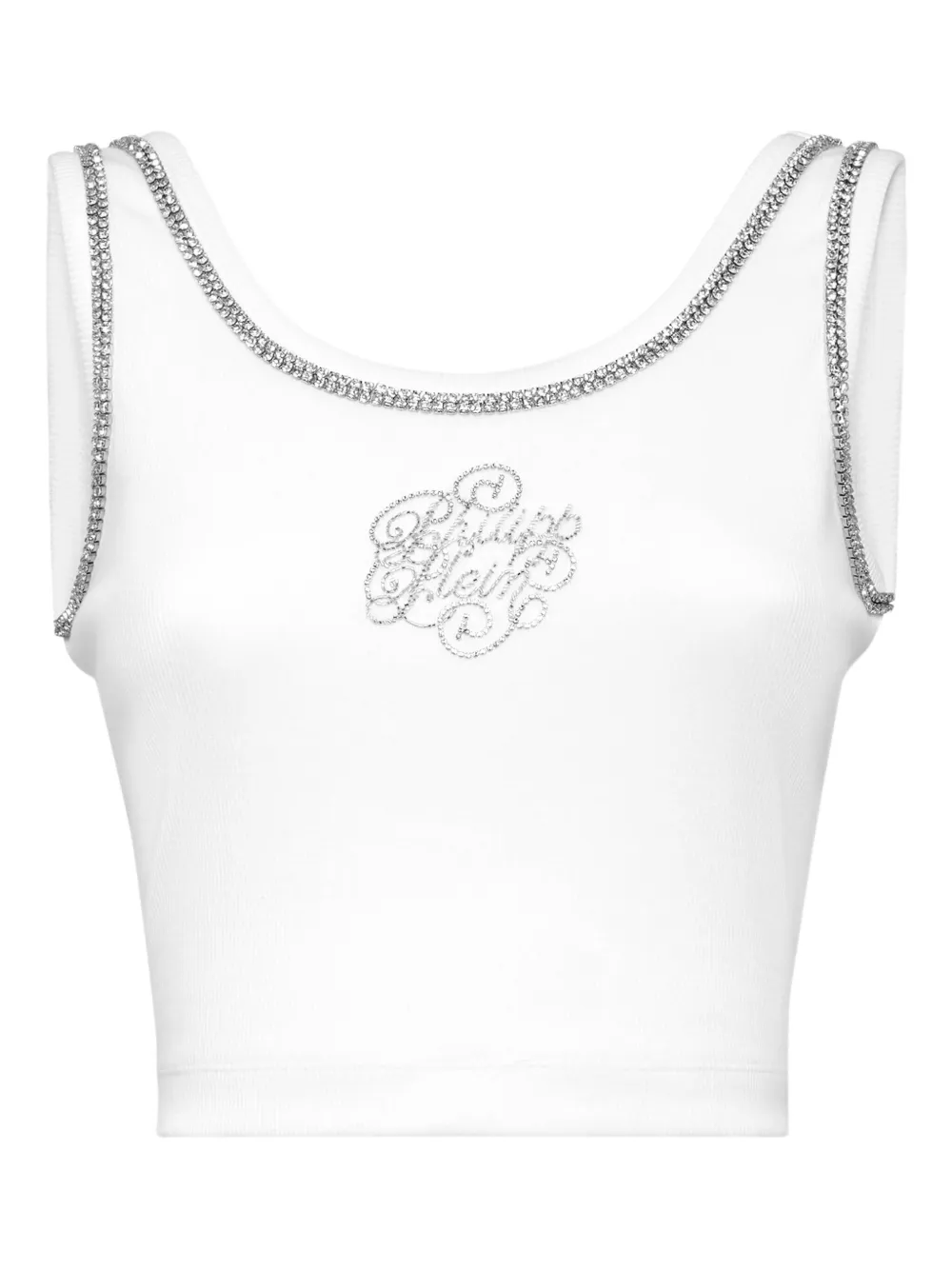 Philipp Plein Top con cristalli - Bianco