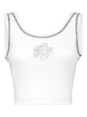 Prada triangle-logo Crop Top | White | FARFETCH