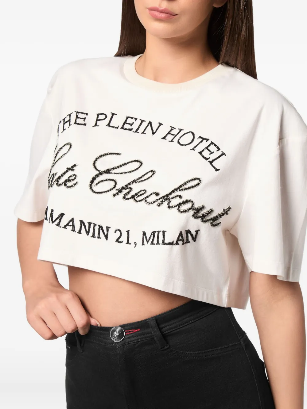 crystal-embellished short-sleeved top