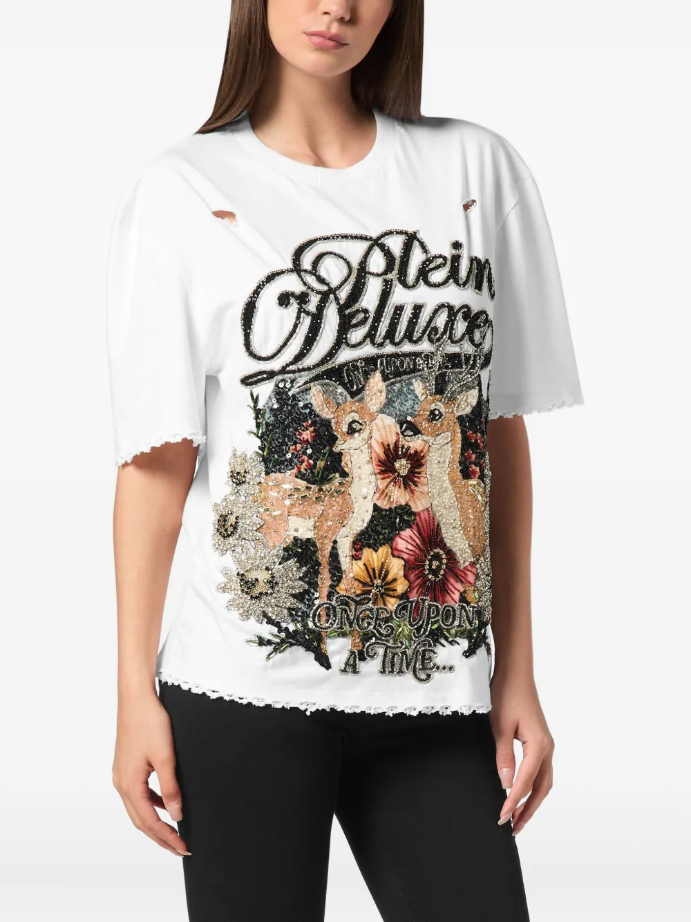 Philipp Plein Fairy T-shirt verfraaid met pailletten Wit