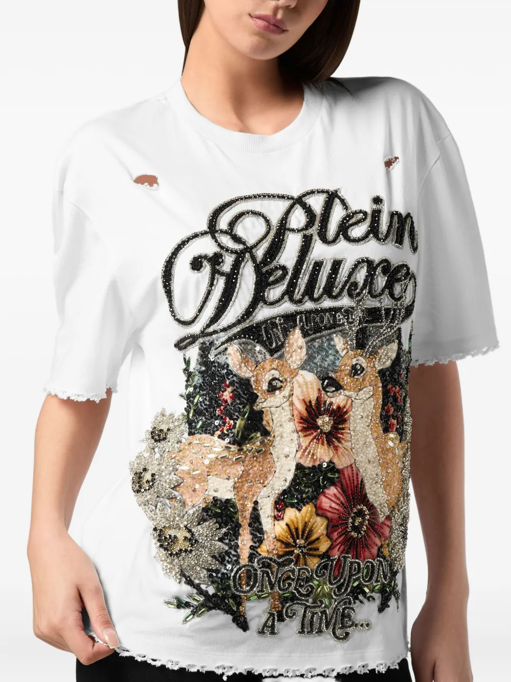 Philipp Plein Fairy T-shirt verfraaid met pailletten Wit