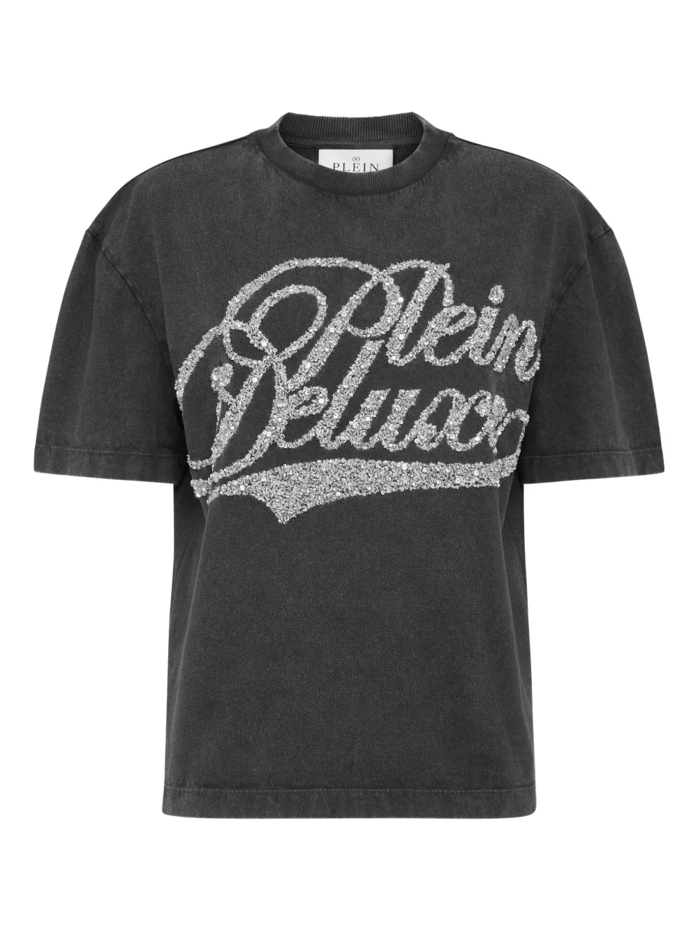 Philipp Plein Logo-T-Shirt mit Pailletten - Schwarz