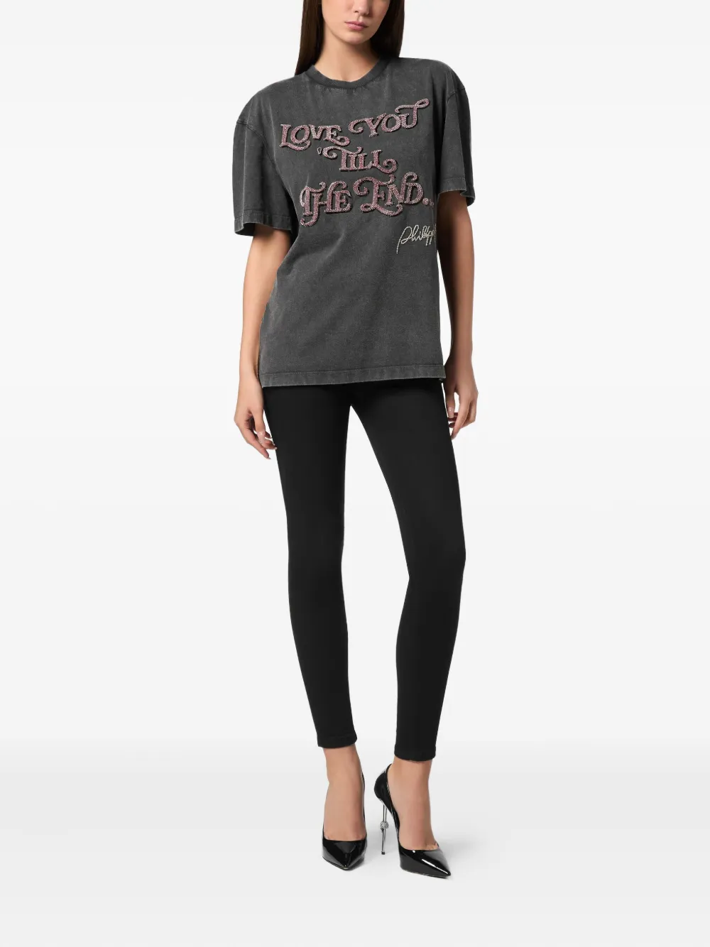  Philipp Plein Sequin-embellished Open-back T-shirt - Black 