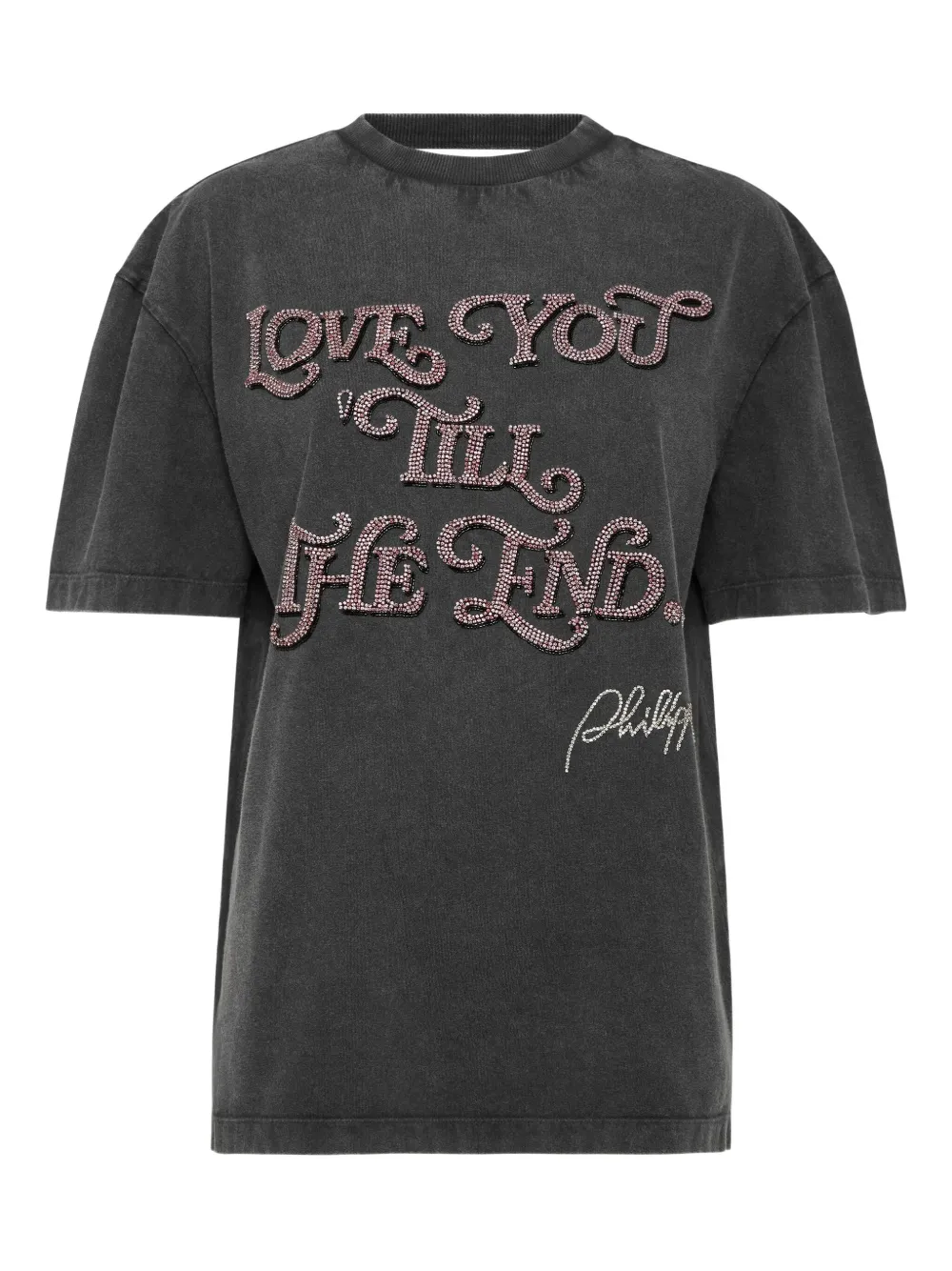 Philipp Plein Rückenfreies T-Shirt mit Pailletten - Schwarz