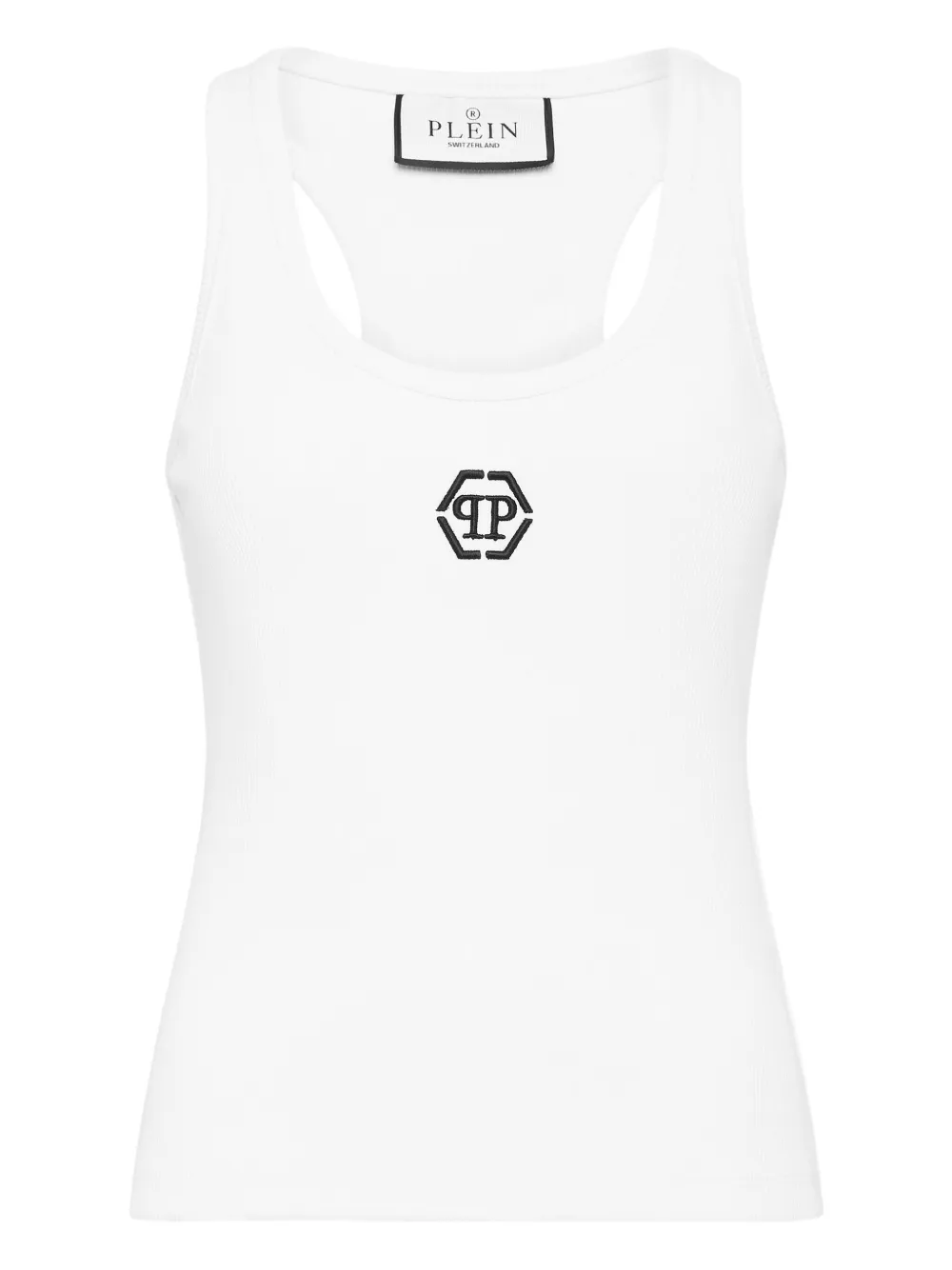 Philipp Plein ribbed hexagon-logo tank top | White | Image 1