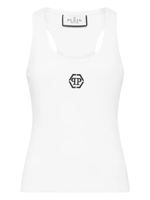 Philipp Plein ribbed hexagon-logo tank top