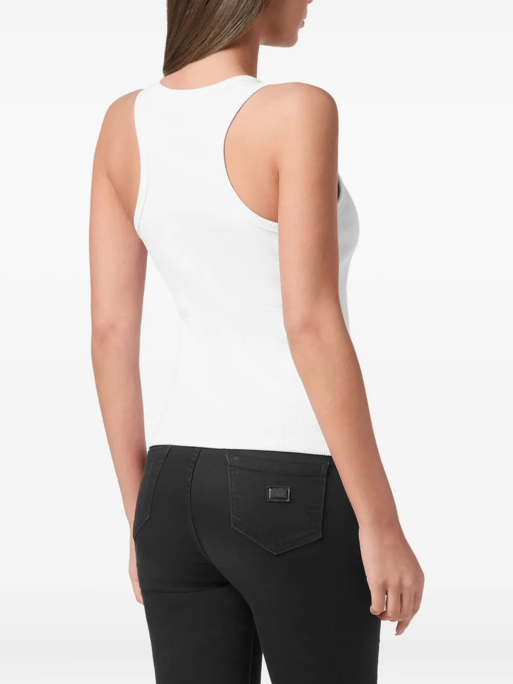 Philipp Plein Geribbelde tanktop met zeshoekig logo Wit