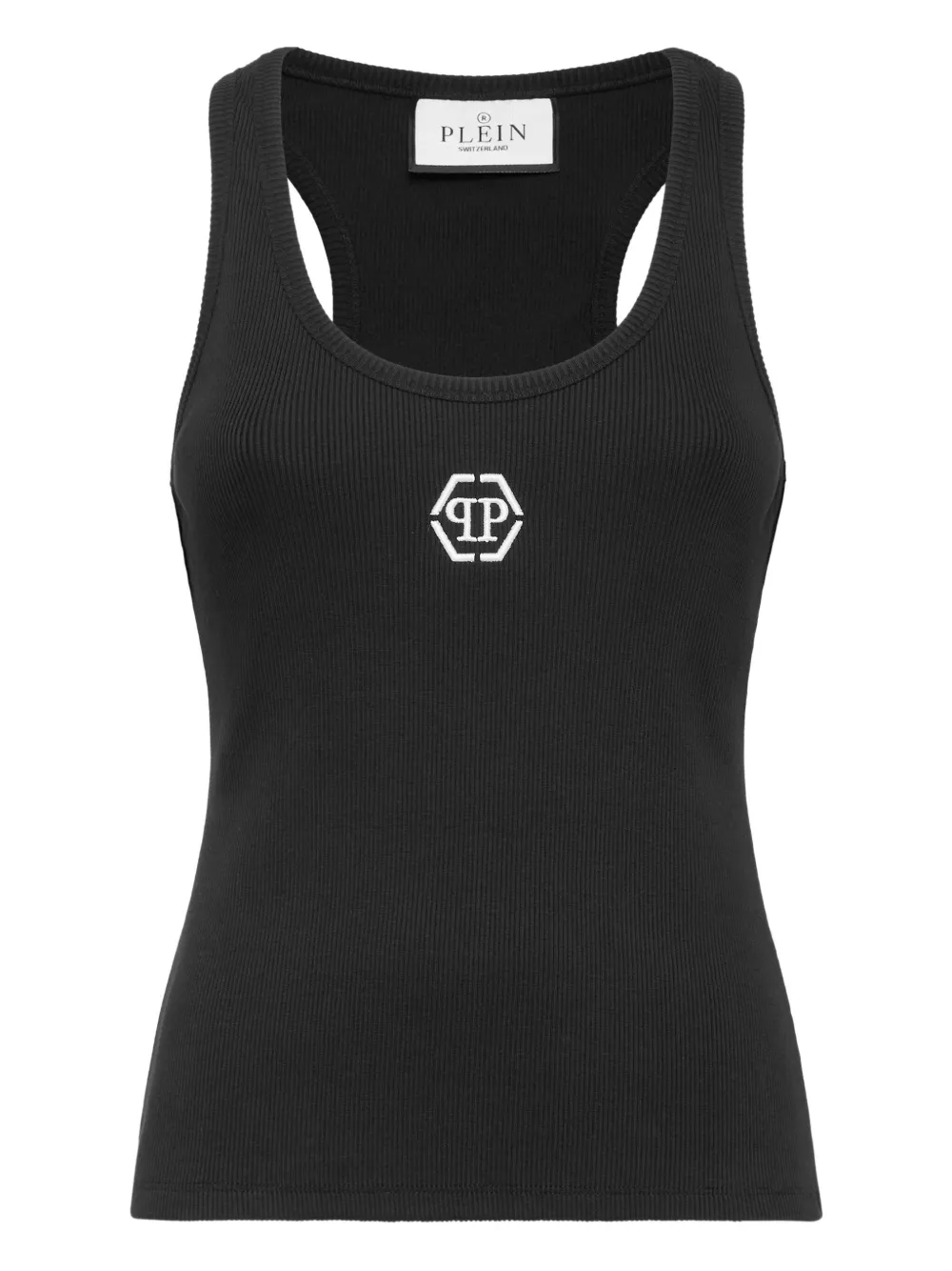Philipp Plein ribbed hexagon-logo tank top | Black | Image 1