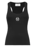 Philipp Plein ribbed hexagon-logo tank top - Black