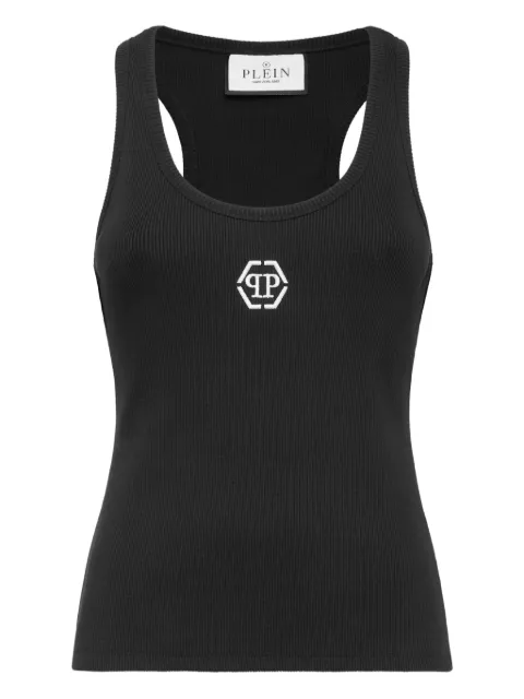 Philipp Plein ribbed hexagon-logo tank top