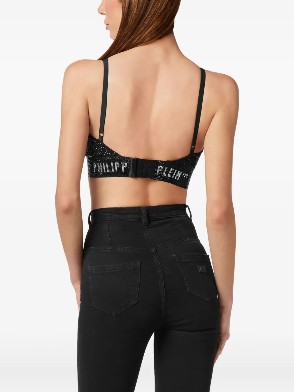 Philipp Plein Rhinestone-embellished Triangle-cup Bra In Black