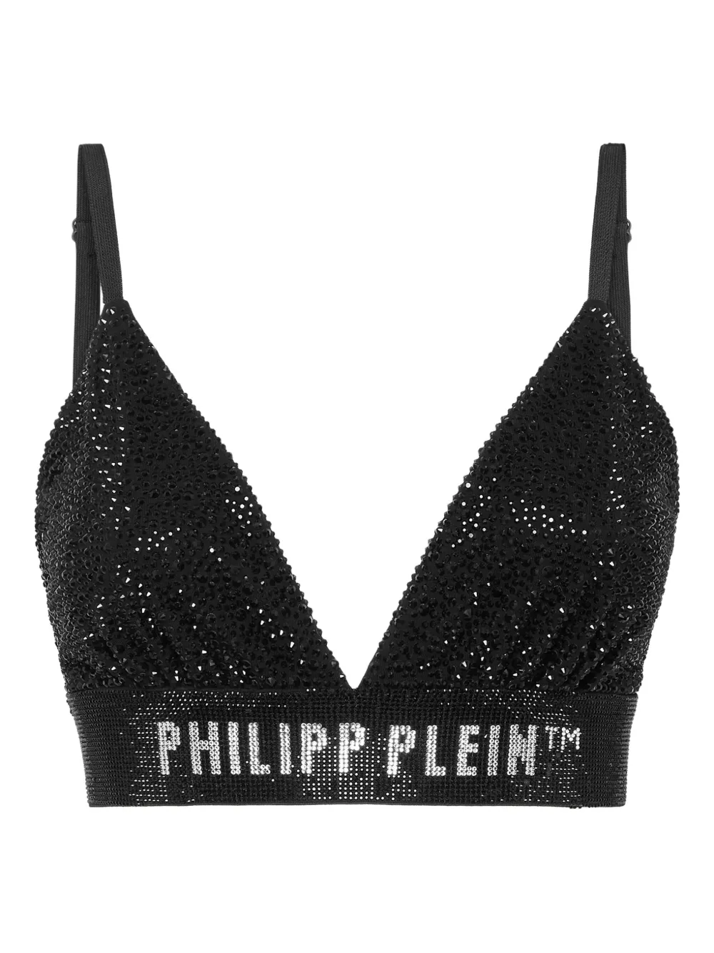 Philipp Plein Rhinestone-embellished Triangle-cup Bra In Black
