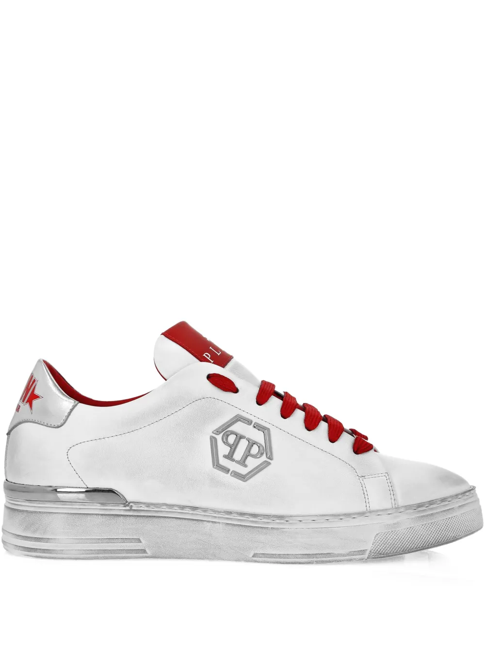 Philipp Plein Hexagon logo leather sneakers White