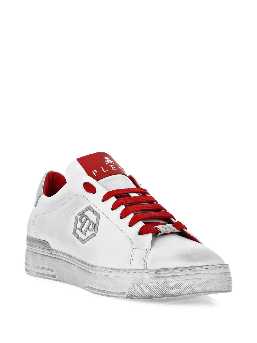 Philipp Plein Hexagon logo leather sneakers White