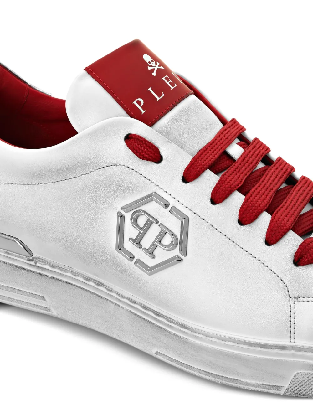 Philipp Plein Hexagon logo leather sneakers White