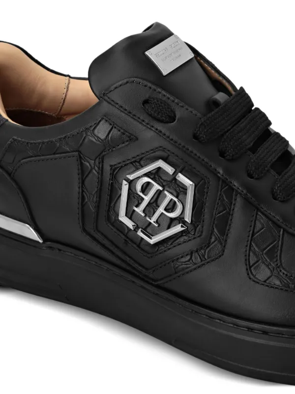PHILIPP PLEIN スニーカー ベルクロ 黒 Philipp Plein crocodile-embossed Logo Sneakers | Black | FARFETCH CA
