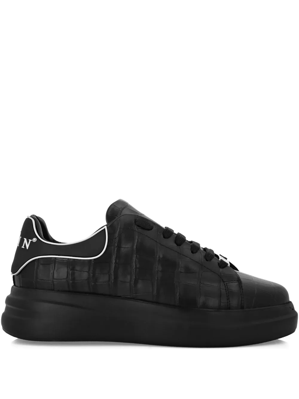 Philipp Plein crocodile-effect platform sneakers Black