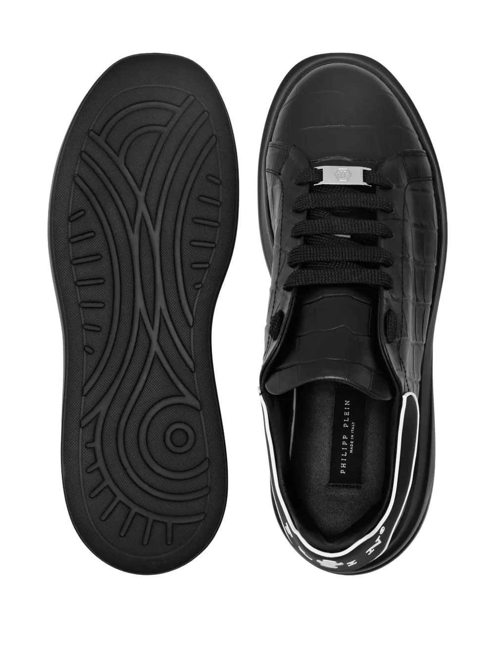 Philipp Plein crocodile-effect platform sneakers Black