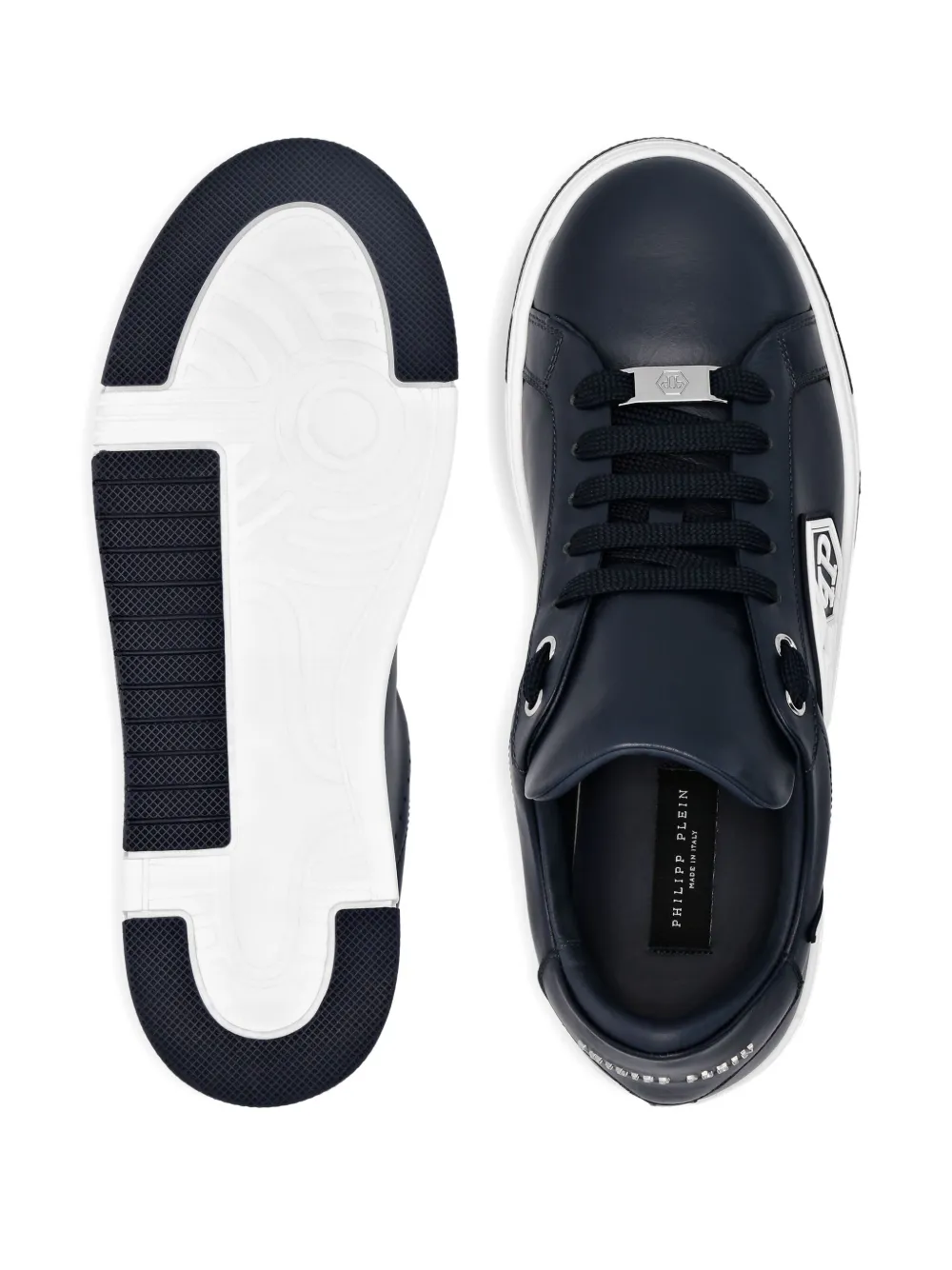 Philipp Plein Moon Walker flame-logo leather sneakers Black