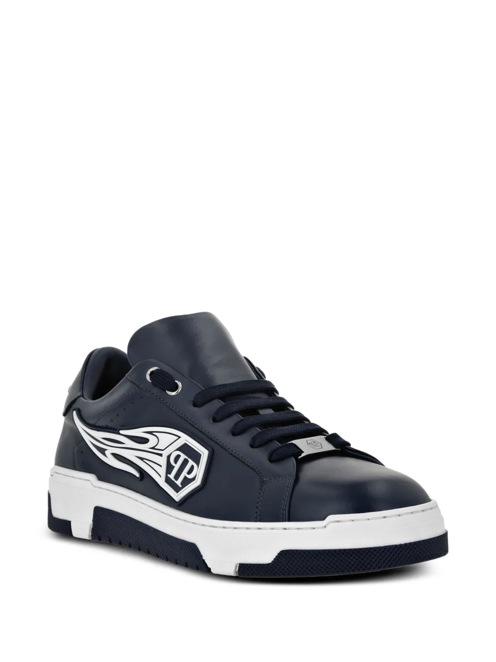 Philipp Plein Moon Walker flame-logo leather sneakers Black