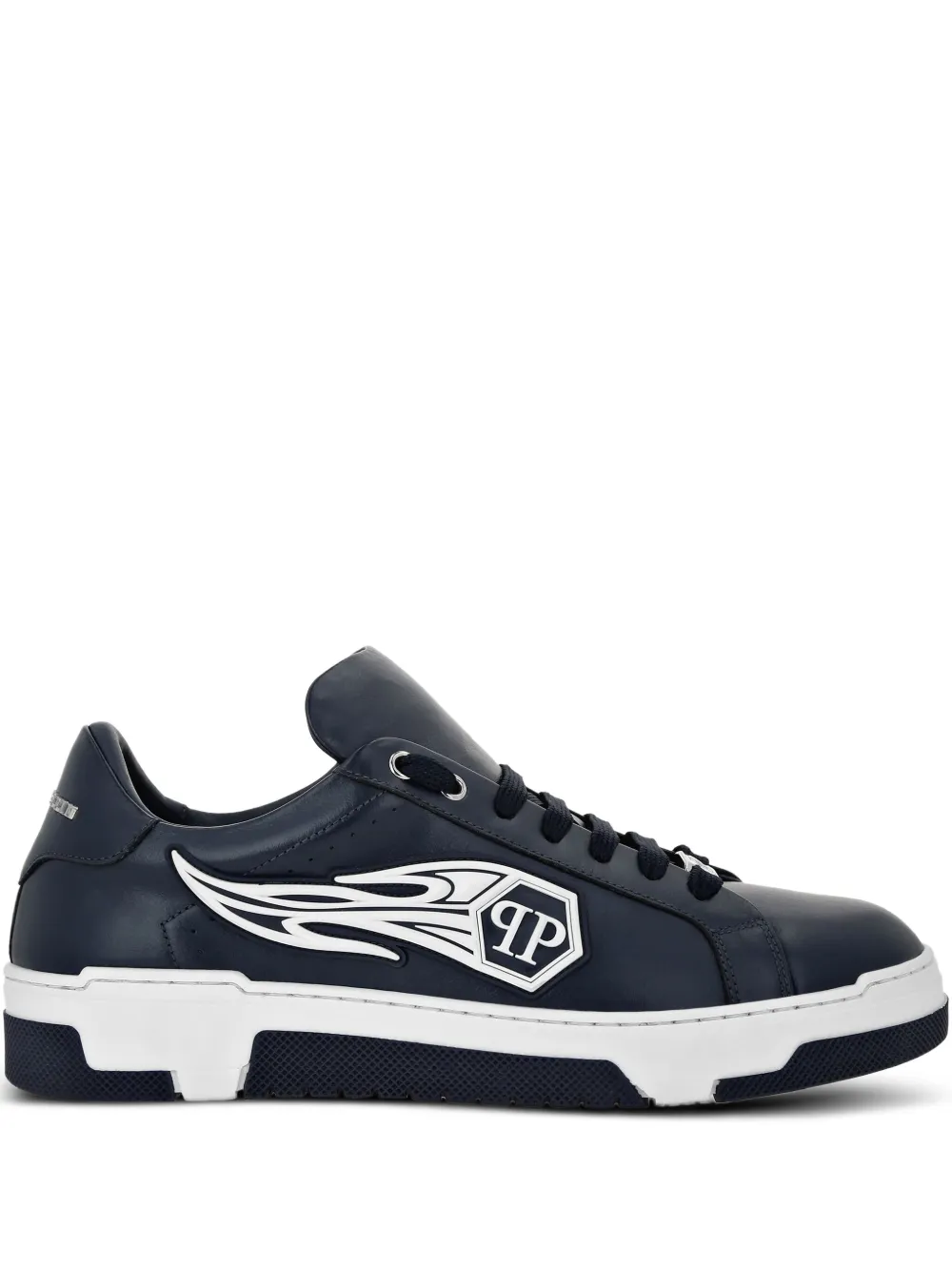 Philipp Plein Moon Walker flame-logo leather sneakers Black