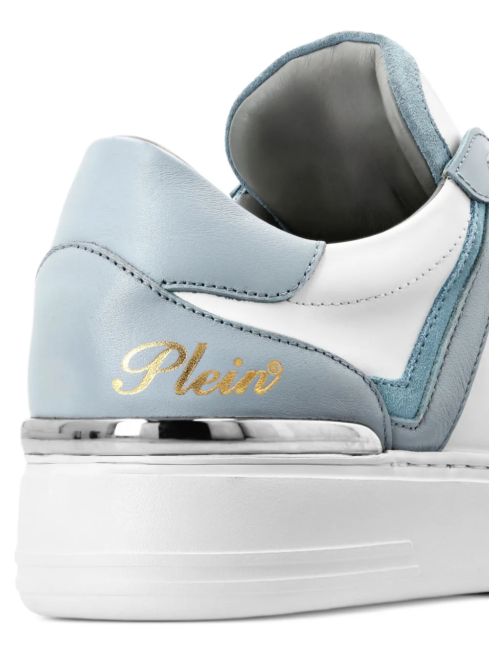 Philipp Plein striped leather sneakers Blue