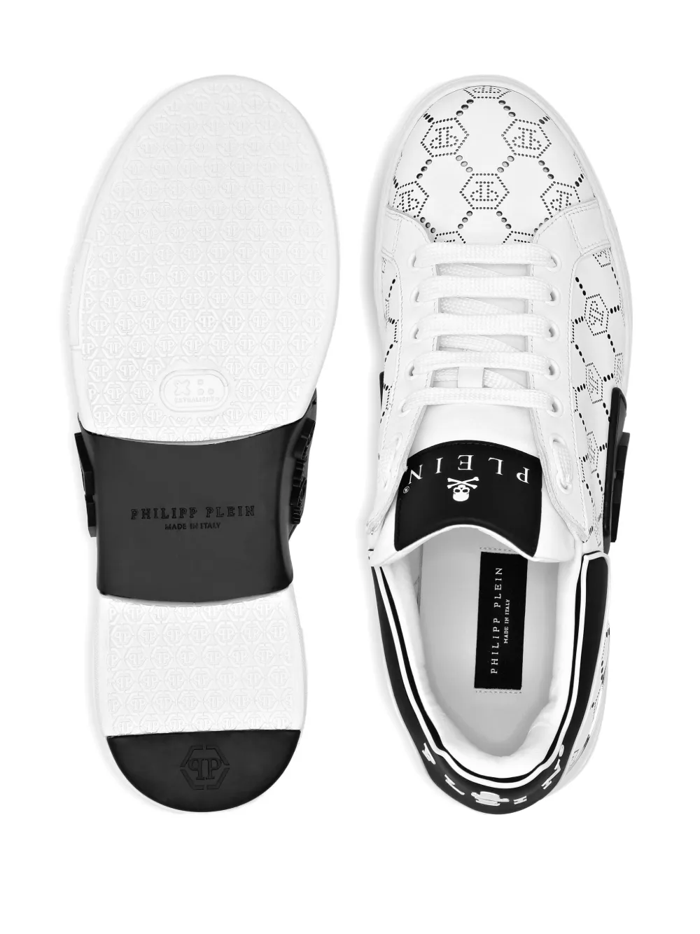 Philipp Plein Phantom Kicks low-top sneakers met monogram-patroon Wit