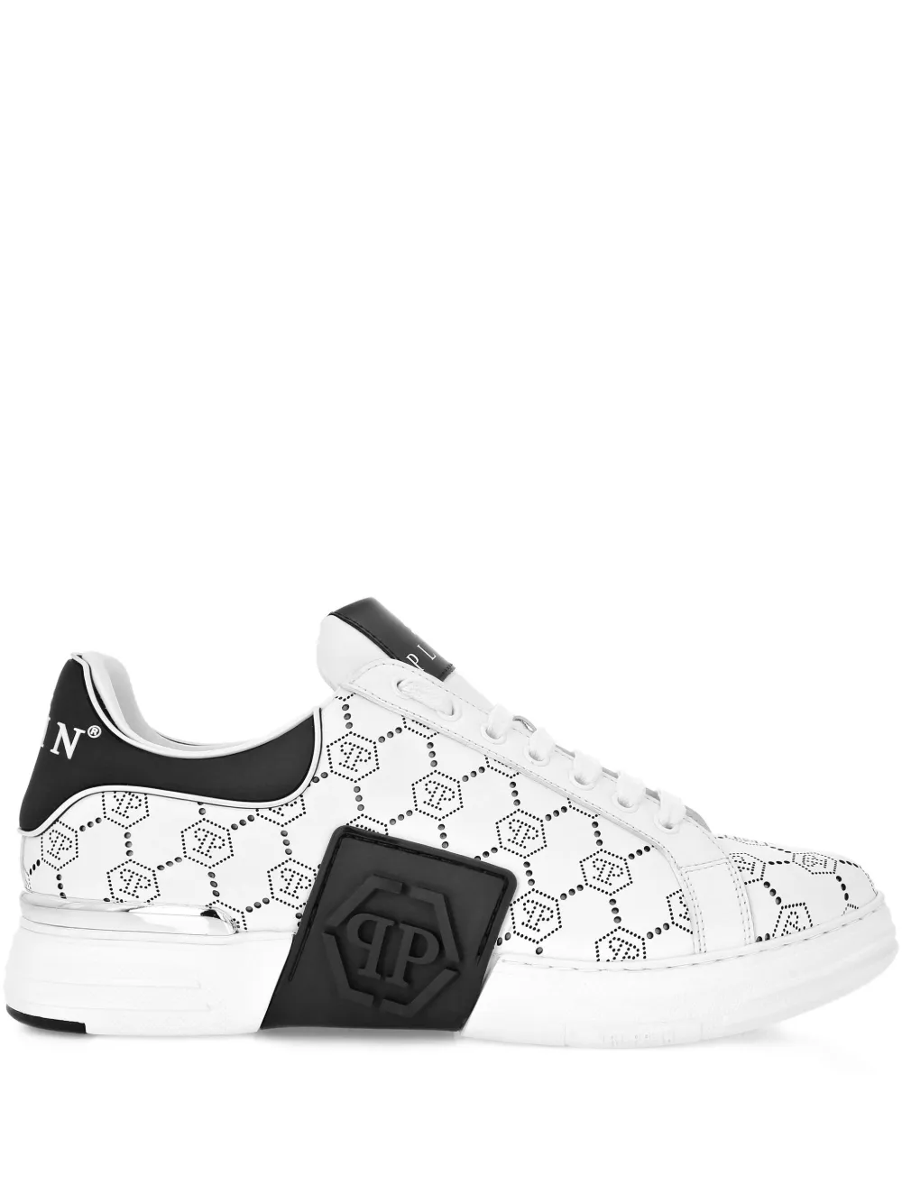 Philipp Plein Phantom Kicks low-top sneakers met monogram-patroon Wit