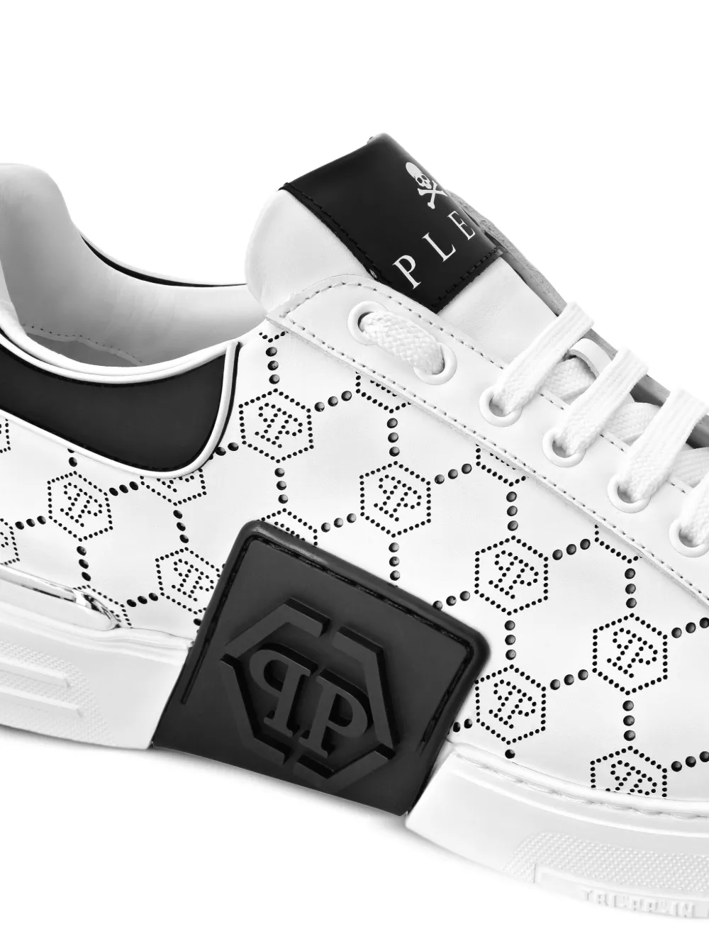 Philipp Plein Phantom Kicks low-top sneakers met monogram-patroon Wit
