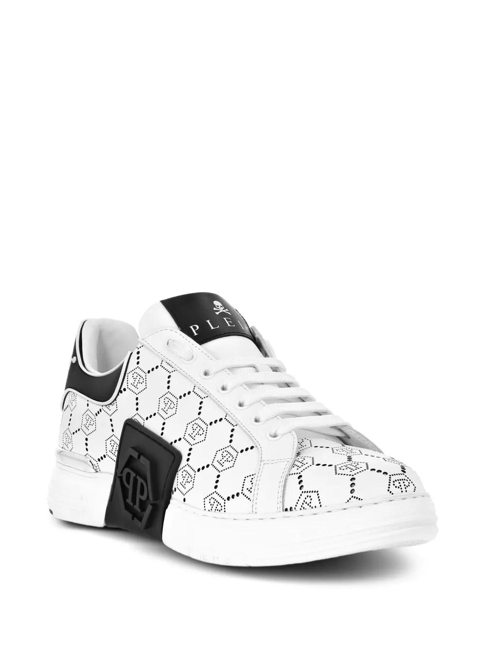 Philipp Plein Phantom Kicks low-top sneakers met monogram-patroon Wit