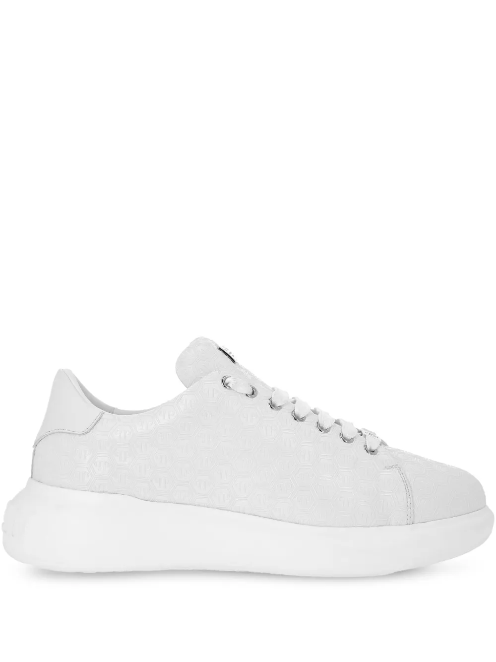 Philipp Plein Leren sneakers met monogram-reliëf Wit