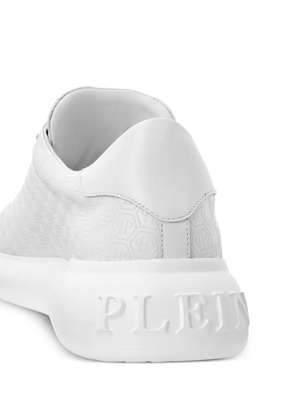 Philipp Plein Monogram-embossed Leather Sneakers In White