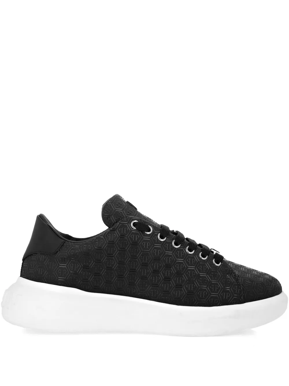 Philipp Plein monogram-embossed leather sneakers Black