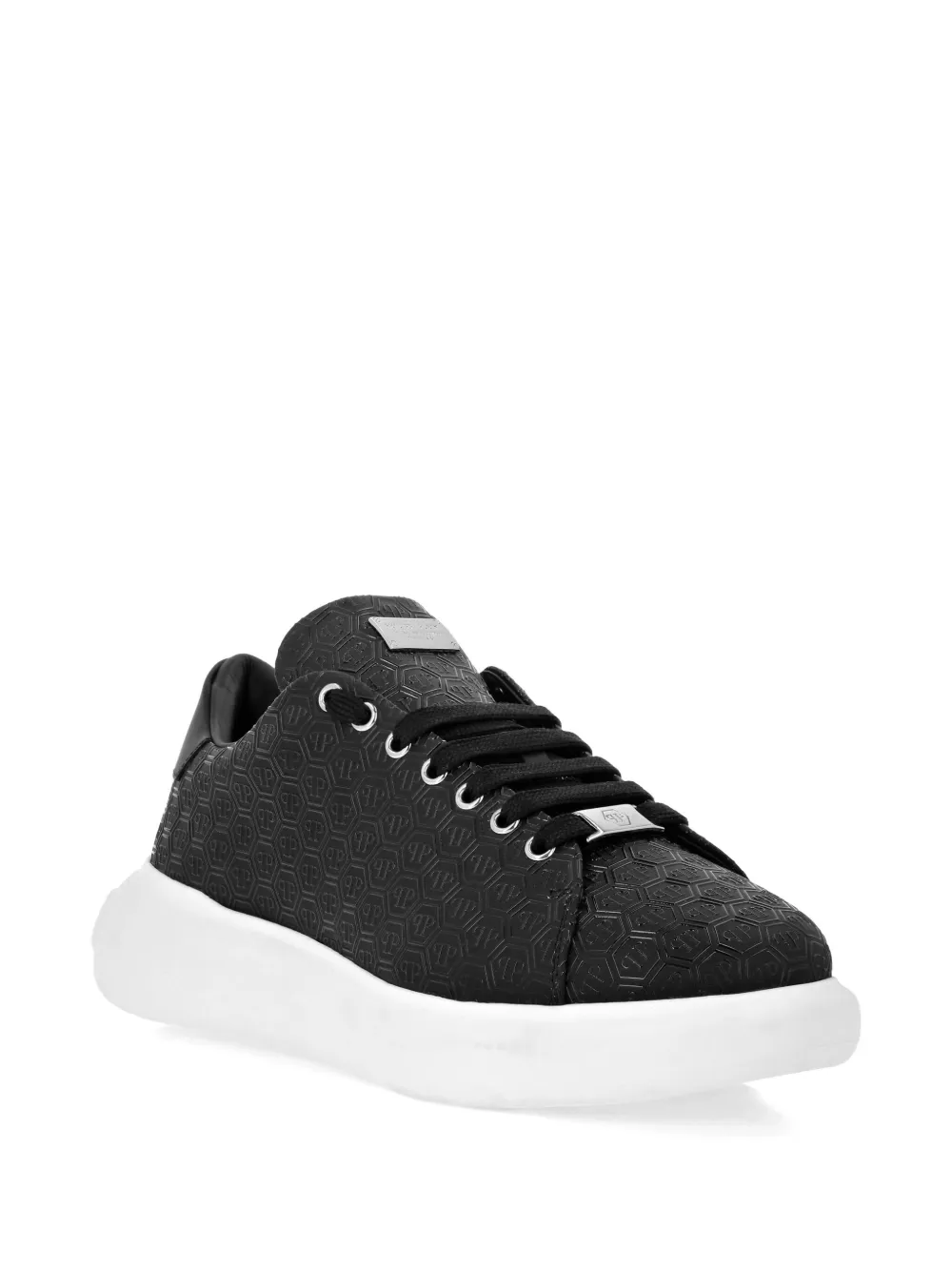 Philipp Plein monogram-embossed leather sneakers Black