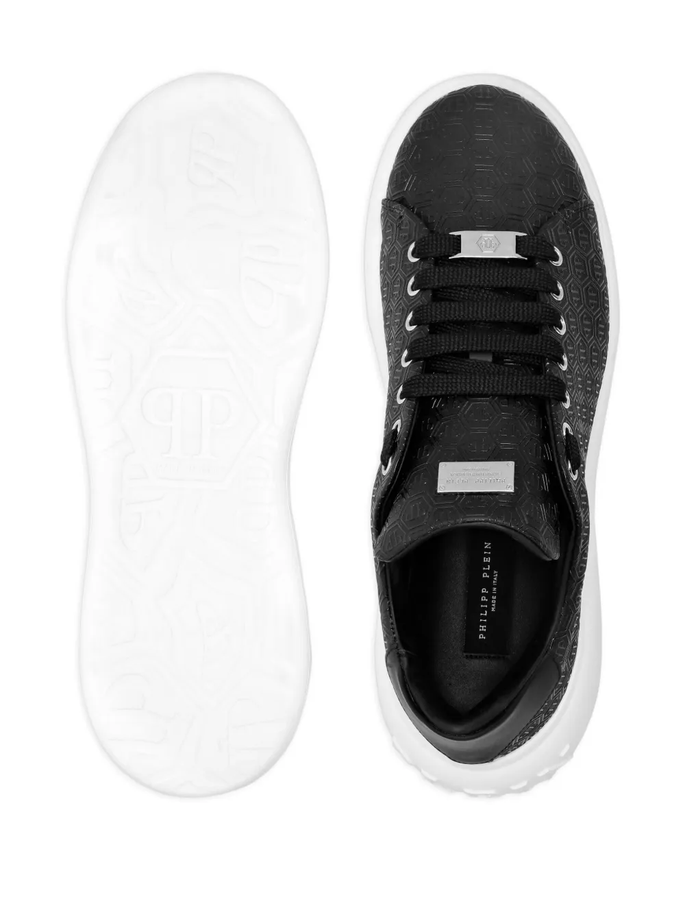 Philipp Plein monogram-embossed leather sneakers Black