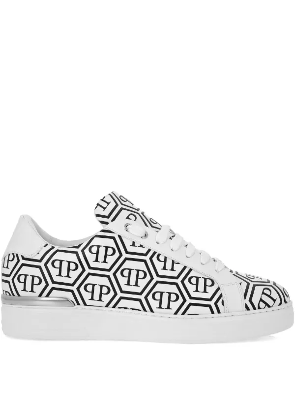 Philipp Plein Big Monogram low-top Sneakers | White | FARFETCH HK