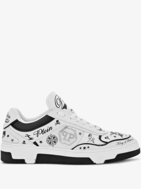 Philipp Plein nappa leather low top sneakers All-Over Plein
