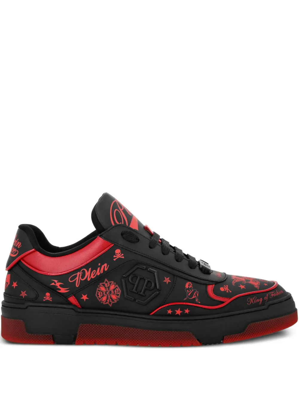 Philipp Plein Leren sneakers met print Zwart