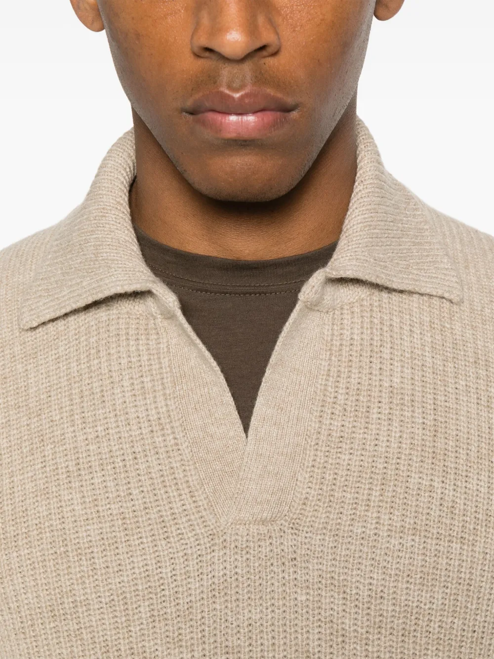 Tagliatore Ribgebreide trui Beige