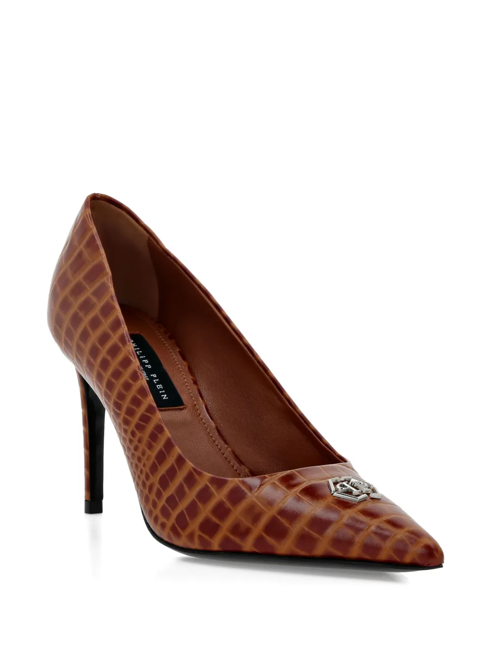 Philipp Plein 90mm crocodile-embossed pumps Brown