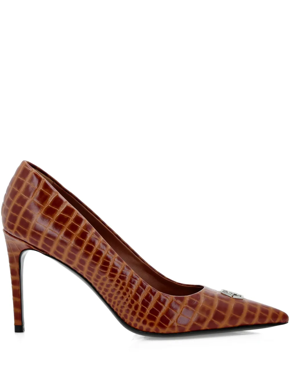 Philipp Plein 90mm crocodile-embossed pumps Brown