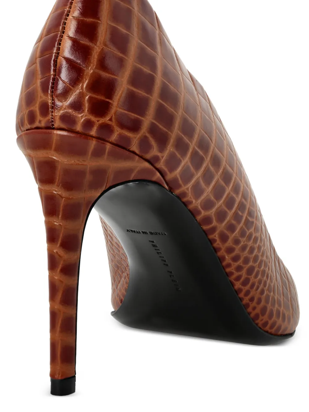 Philipp Plein 90 mm pumps met krokodillen-reliëf Bruin